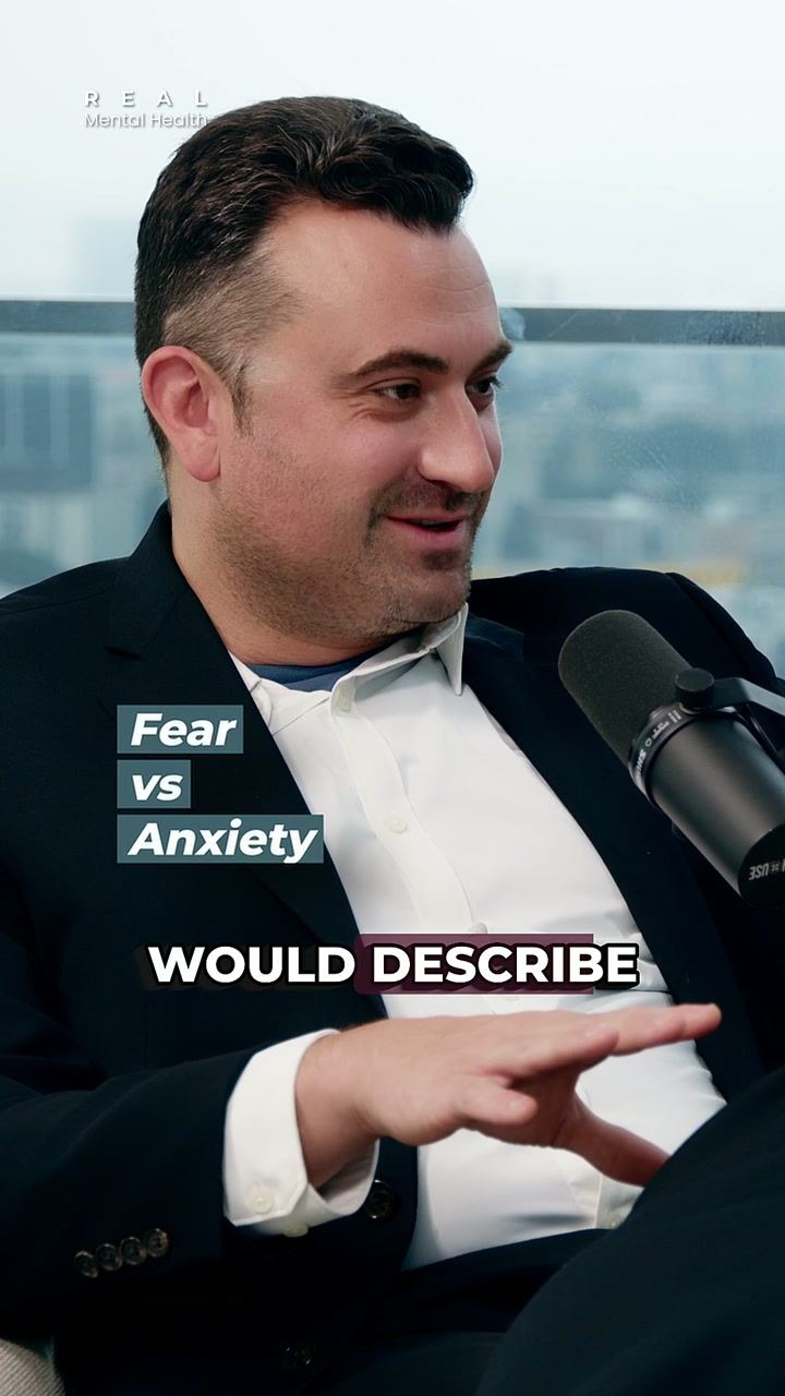 A vertical clip from Episode 9 titled Fear vs. anxiety